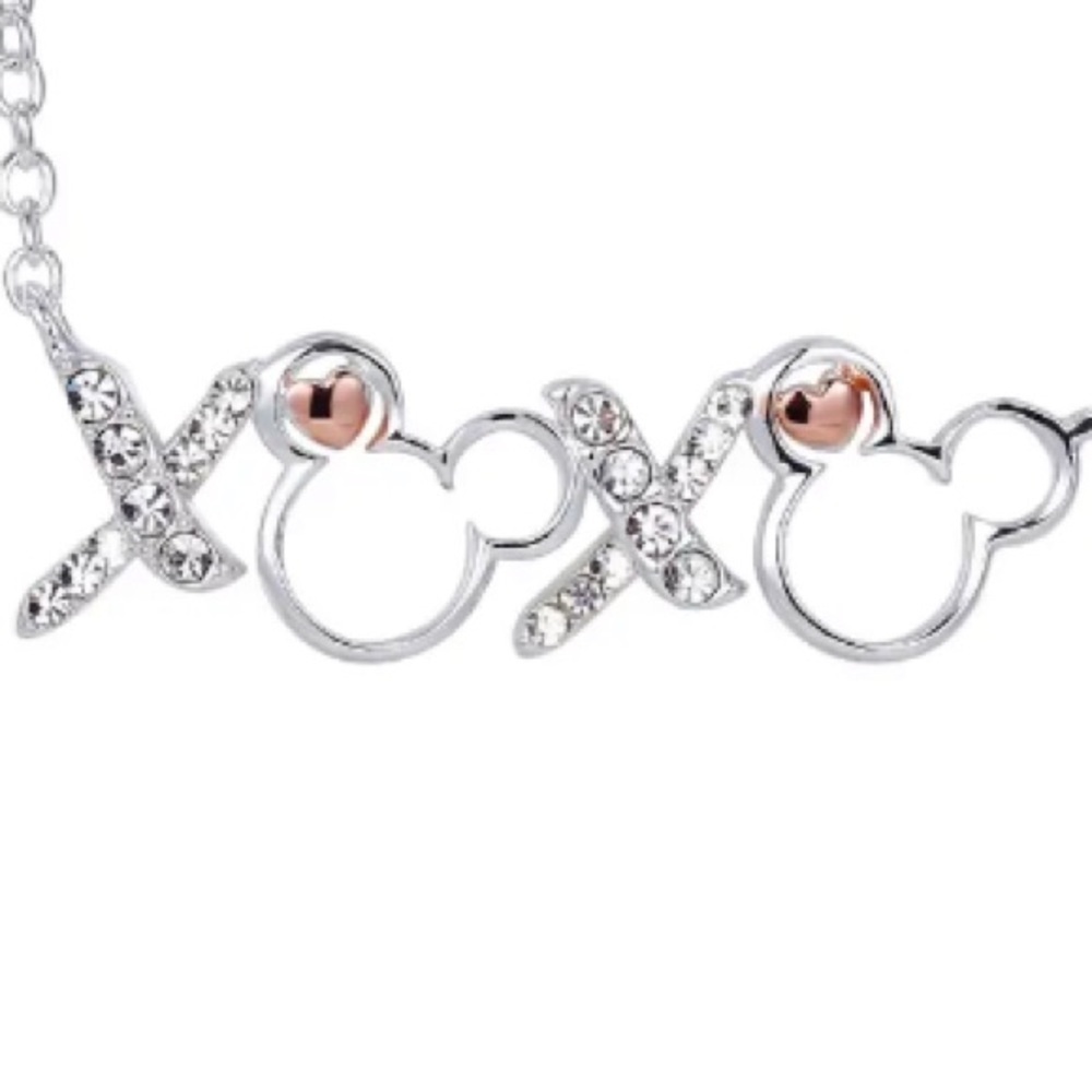 DISNEY Mickey Mouse XOXO Forever Yours 18” Fine Silver Plated Necklace Necklace - Picture 7 of 8